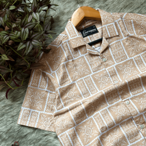 DROP SHOULDER OVERSIZED CUBAN SHIRT - Creamy Beige