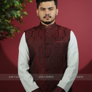 Exclusive Katan Koti-Panjabi Set Collection - DARK RED