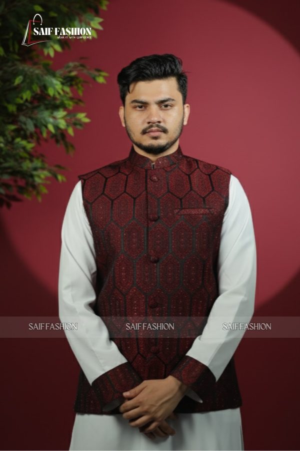 Exclusive Katan Koti-Panjabi Set Collection - DARK RED