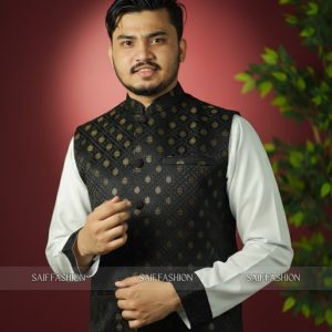 Exclusive Katan Koti-Panjabi Set Collection - BLACK BARCODE