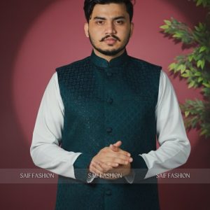 Exclusive Katan Koti-Panjabi Set Collection - DEEP PEACOCK GREEN