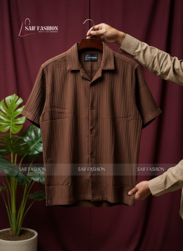 DROP SHOULDER OVERSIZED CUBAN SHIRT - Chocolate Brown