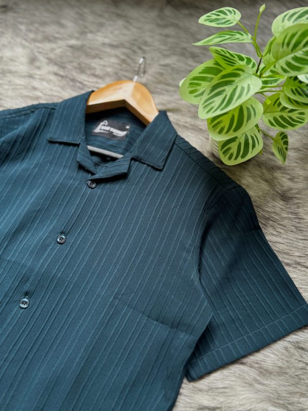 DROP SHOULDER OVERSIZED CUBAN SHIRT - Deep Teal - Image 3