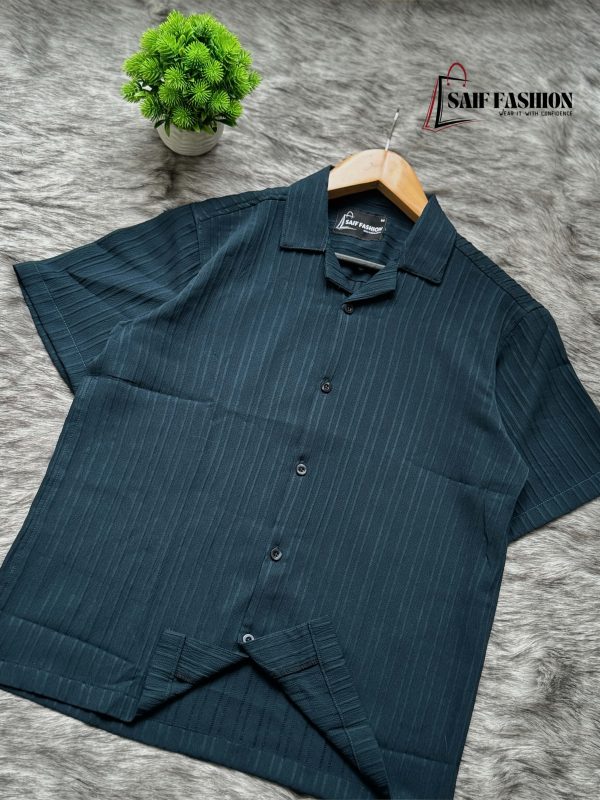 DROP SHOULDER OVERSIZED CUBAN SHIRT - Deep Teal - Image 2