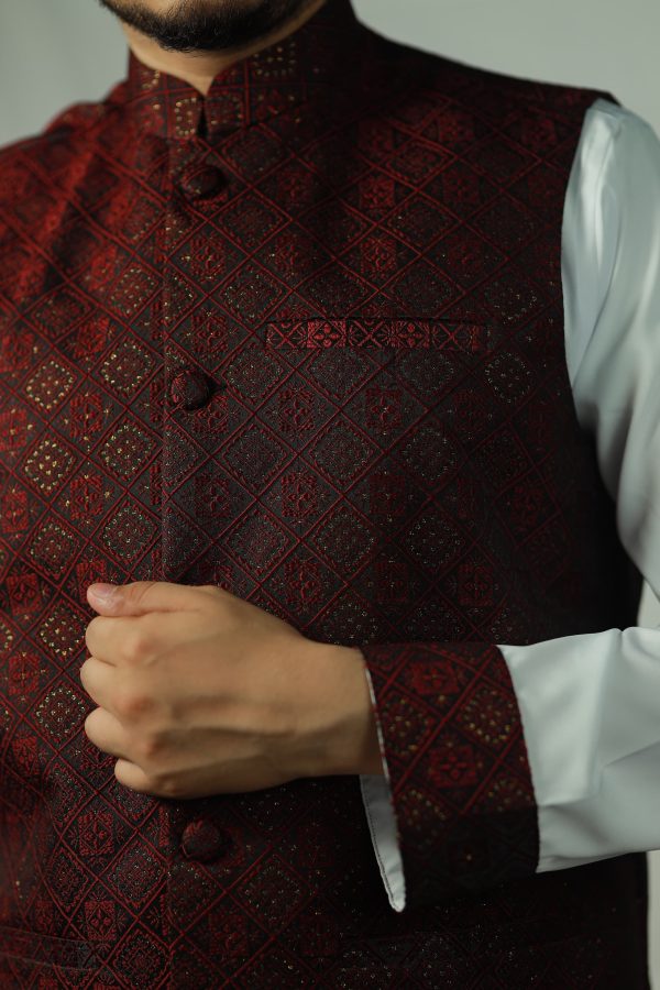Exclusive Katan Koti-Panjabi Set Collection - DEEP MAROON - Image 2