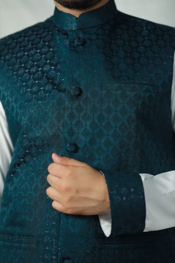 Exclusive Katan Koti-Panjabi Set Collection - DEEP PEACOCK GREEN - Image 2