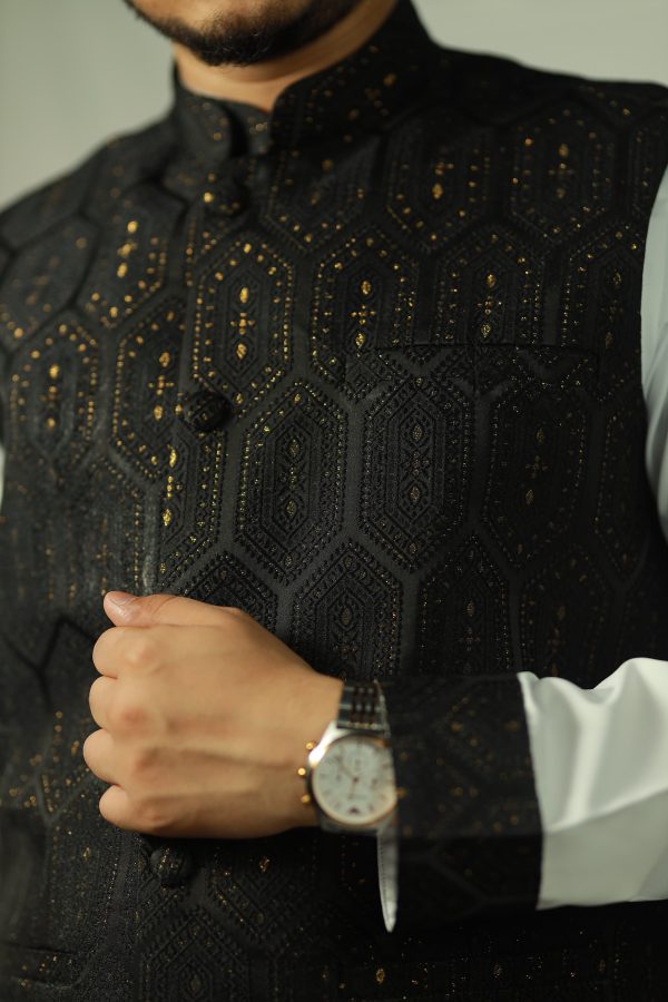 Exclusive Katan Koti-Panjabi Set Collection - BLACK - Image 2
