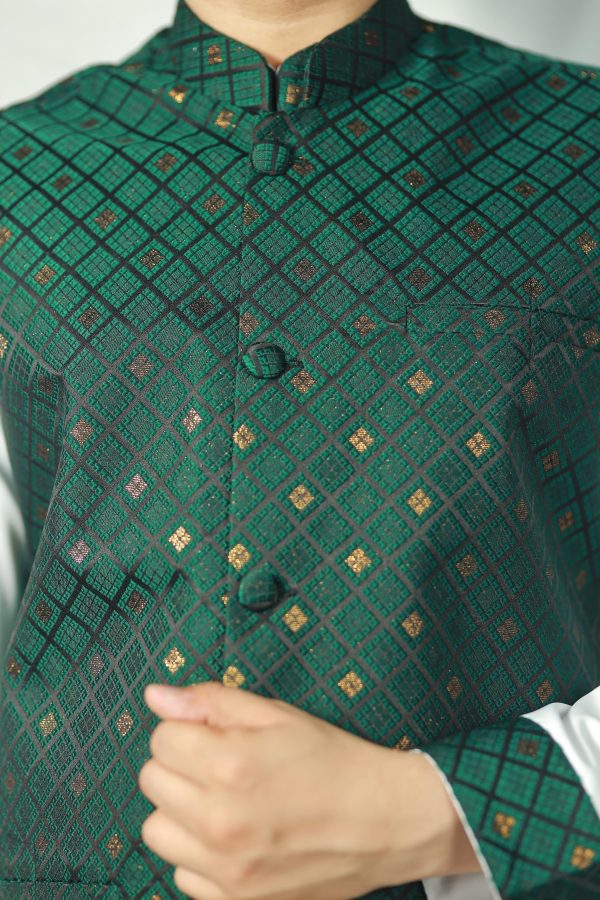 Exclusive Katan Koti-Panjabi Set Collection - DARK GREEN - Image 2