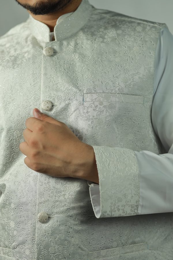 Exclusive Katan Koti-Panjabi Set Collection - LIGHT SILVER - Image 2