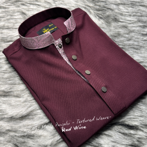 1. Men's Premium Panjabi - Textured Weave - RedWine
