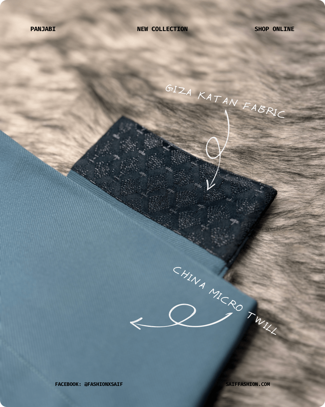 5. Men's Premium Panjabi - Textured Weave - Blue Teal - Image 4