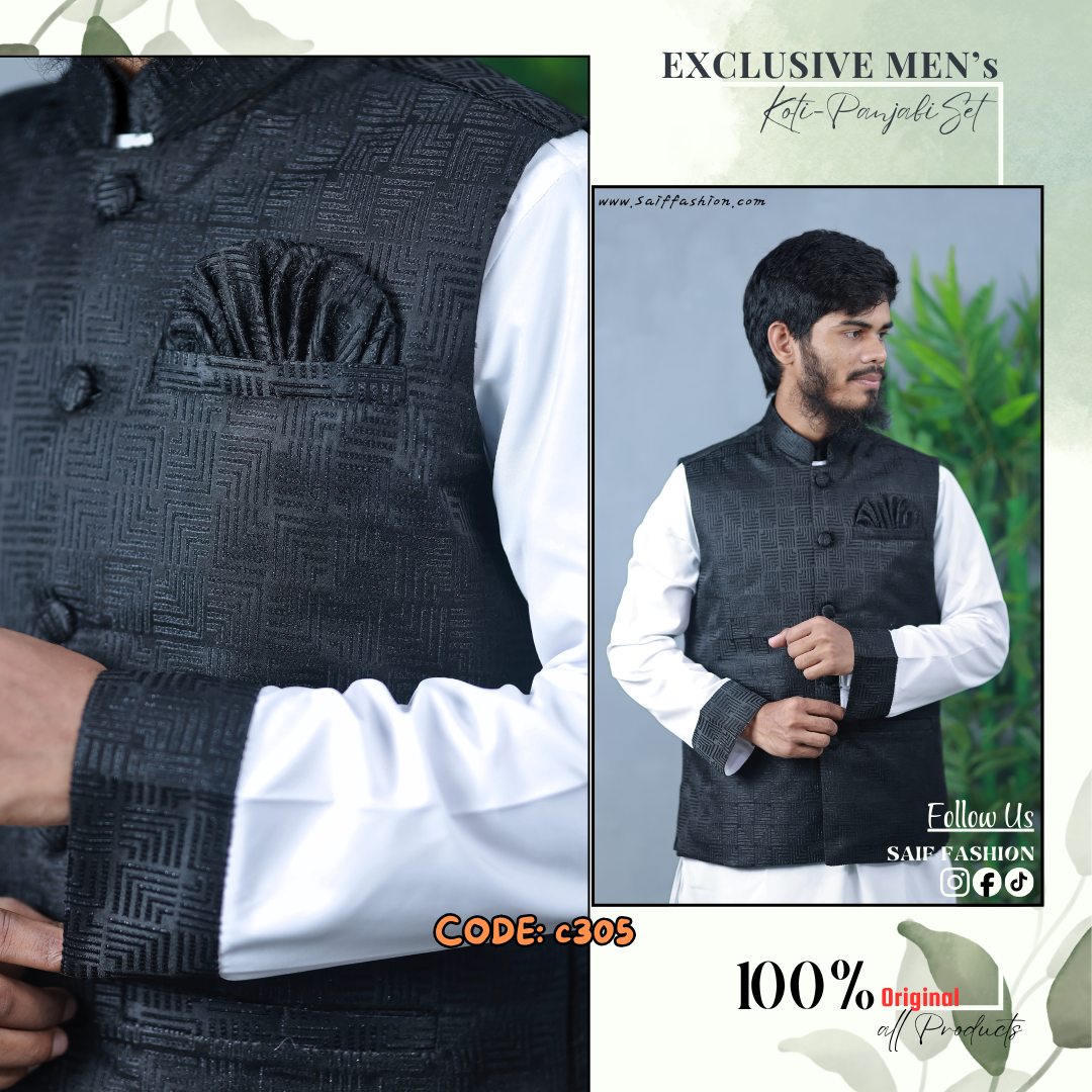 Exclusive Sherwani Katan Waistcoat-Panjabi Set - CODE_c305