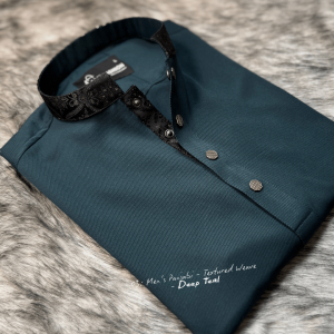 2. Men's Premium Panjabi - Textured Weave - Deep Teal