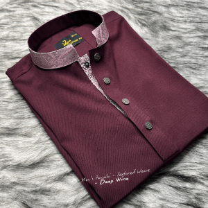 1. Men's Premium Panjabi - Textured Weave - Deep Wine