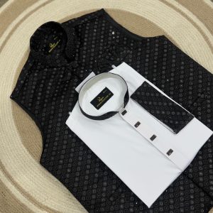 Exclusive Sherwani Katan Waistcoat-Panjabi Set - CODE_c298