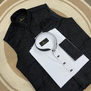 Exclusive Sherwani Katan Waistcoat-Panjabi Set - CODE_c296