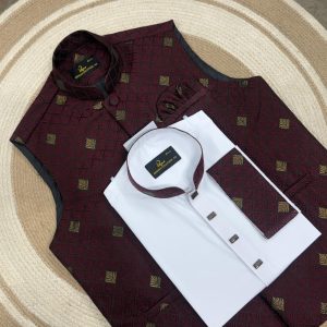 Exclusive Sherwani Katan Waistcoat-Panjabi Set - CODE_c297