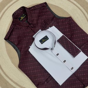 Exclusive Sherwani Katan Waistcoat-Panjabi Set - CODE_c294