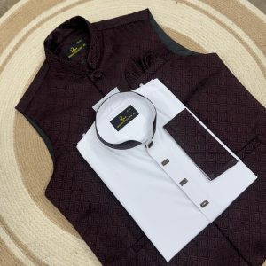 Exclusive Sherwani Katan Waistcoat-Panjabi Set - CODE_c295