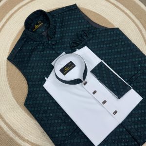 Exclusive Sherwani Katan Waistcoat-Panjabi Set - CODE_c292