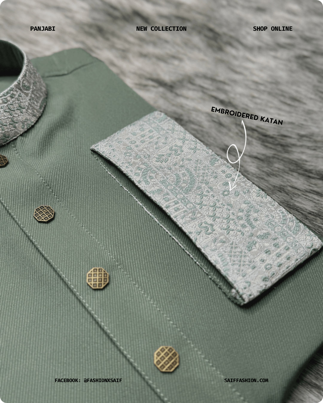 11. Men's Premium Panjabi - Textured Weave - SageGreen - Image 6