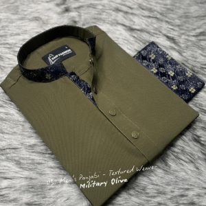 XIII. Men's Premium Panjabi - Textured Weave - MilitaryOlive