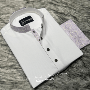 9. Men's Premium Panjabi - Textured Weave - SnowWhite