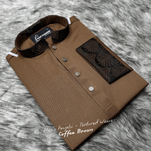 2. Men's Premium Panjabi - Textured Weave - Coffee Brown