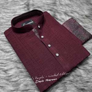 4. Limited Edition Panjabi - Slub Wave Texture - DarkMaroon
