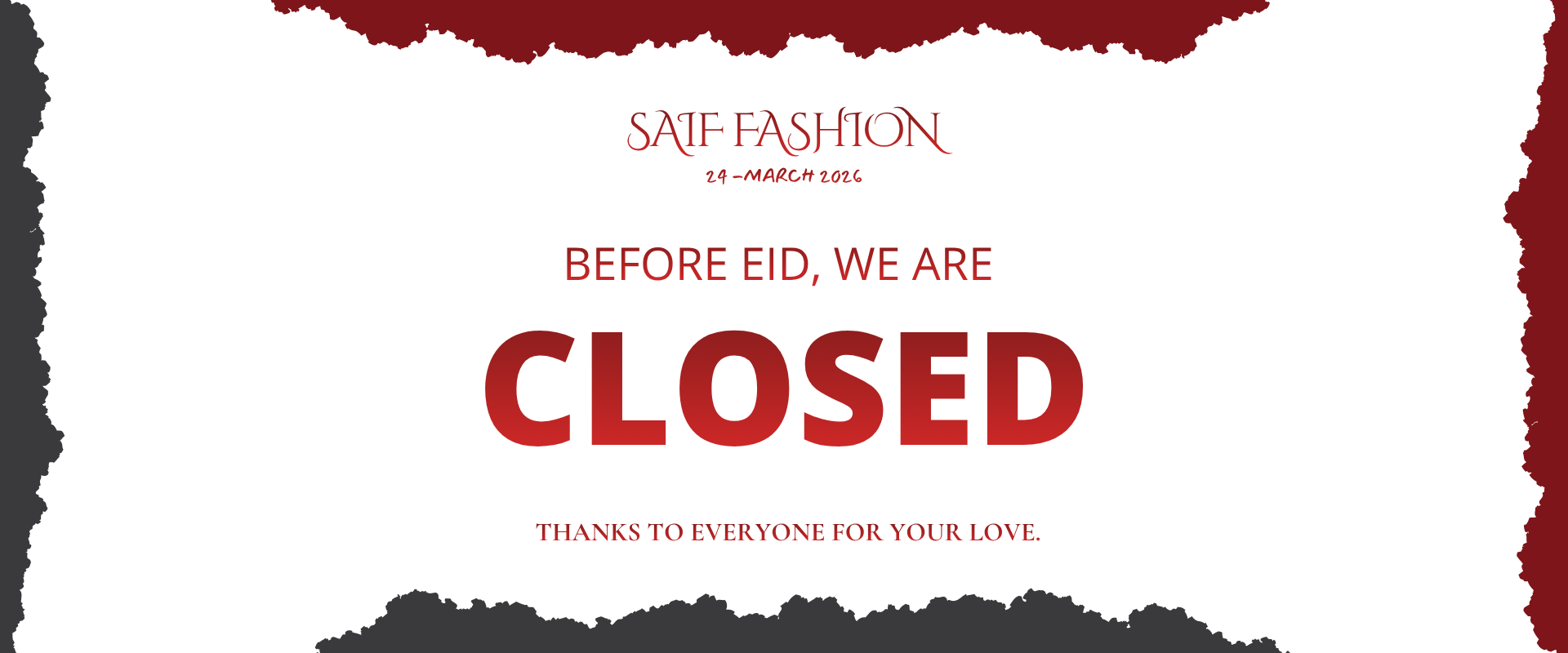 Thank you, We Are Closed